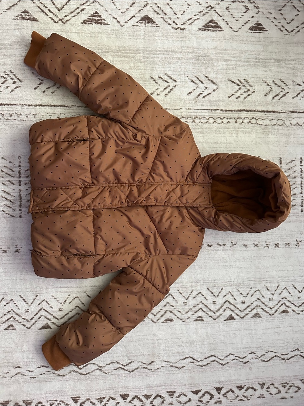 GAP Brown Hooded Puffer Jacket with Dot Print